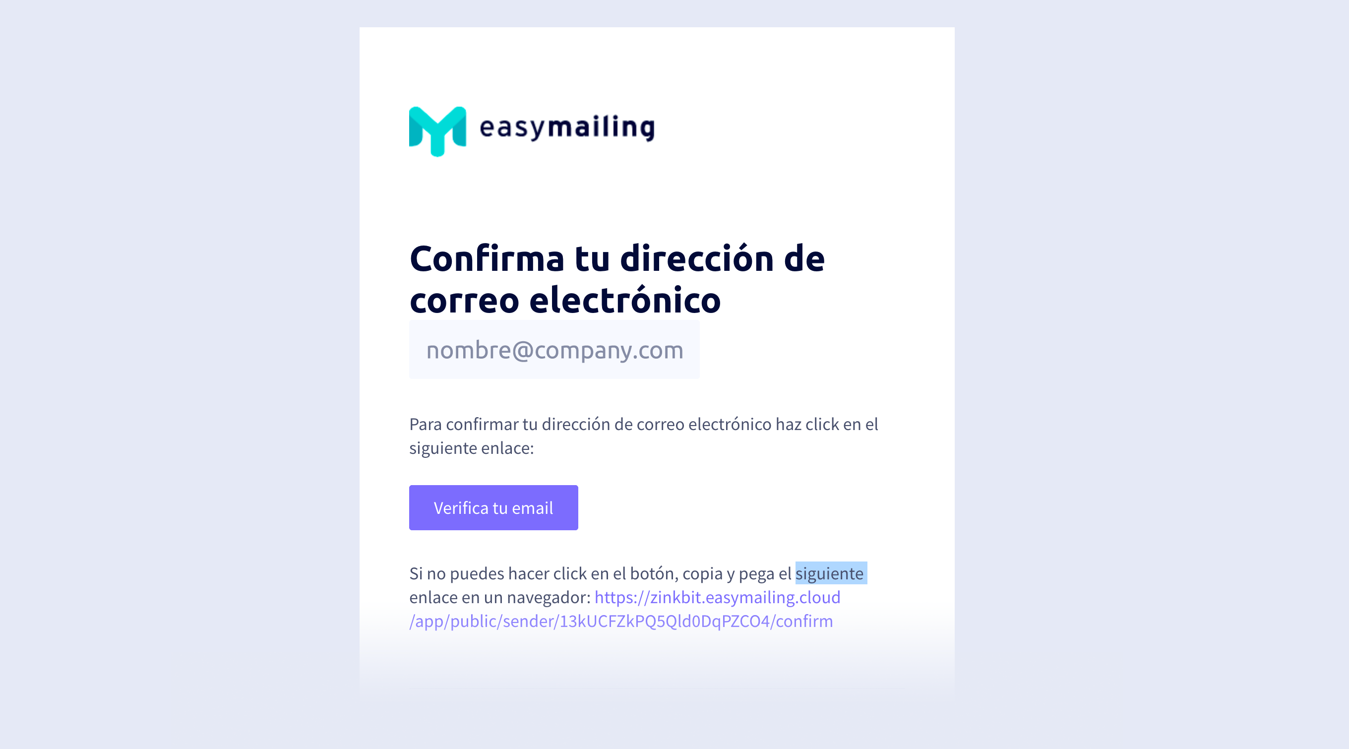 Verificación de remitentes Easymailing