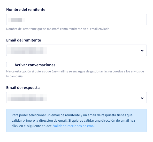 Configurar remitente